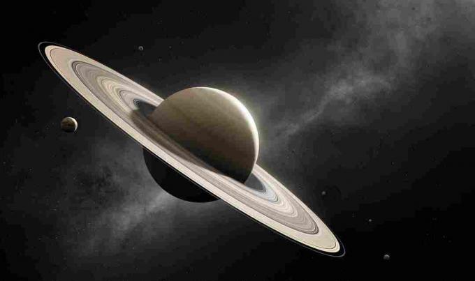 Renderização artística de Saturno no espaço.