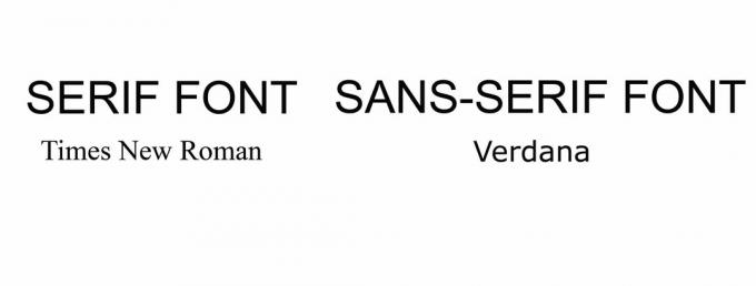 exemplos de fontes serif e sans serif