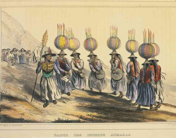 Dança indiana aimara, Bolívia, 1833