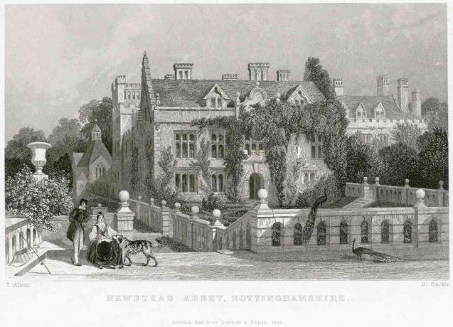 Abadia de Newstead, Nottinghamshire, 1838