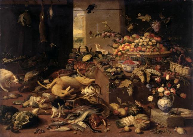 Natureza morta, após Jan van Kessel, século 17, óleo a bordo, 37 x 52 cm