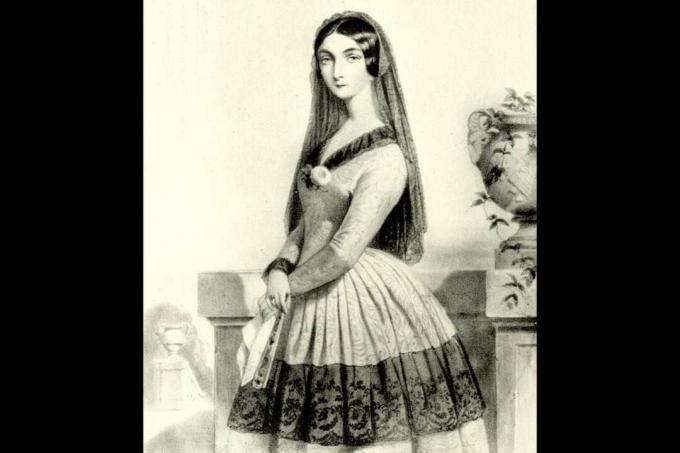 Lola Montez, litografia de Alophe, depois de um retrato de Dartiguenave