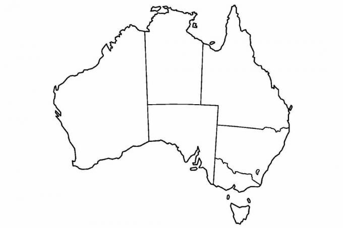 Mapa em branco da Austrália