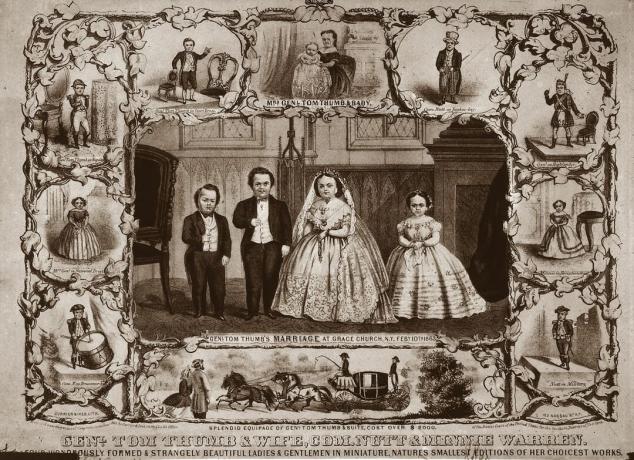 Gravura com o casamento do general Tom Thumb