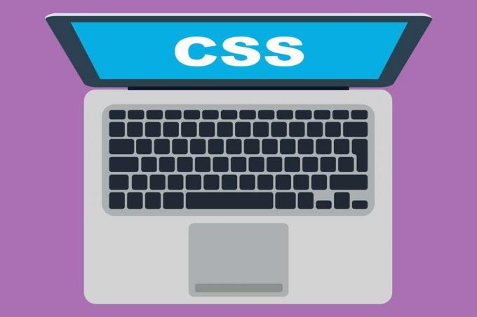 Uma ilustração de um laptop com CSS exibido na tela.
