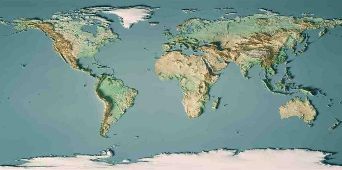 Mapa-múndi 3D render mapa topográfico