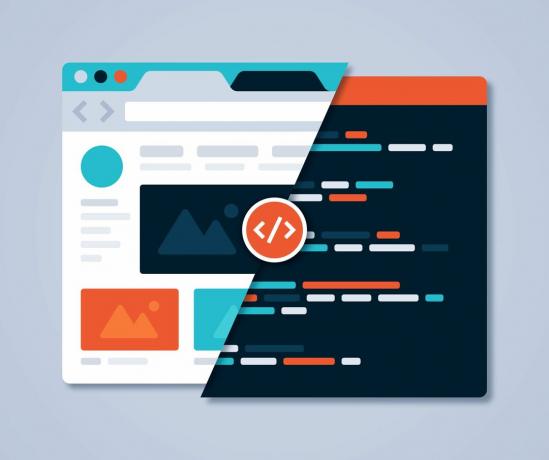 Gráfico da web ilustrando a diferença entre as visualizações de front-end e back-end