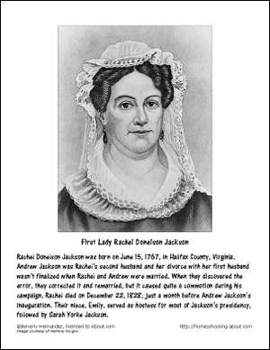 Página para colorir Primeira Dama Rachel Jackson