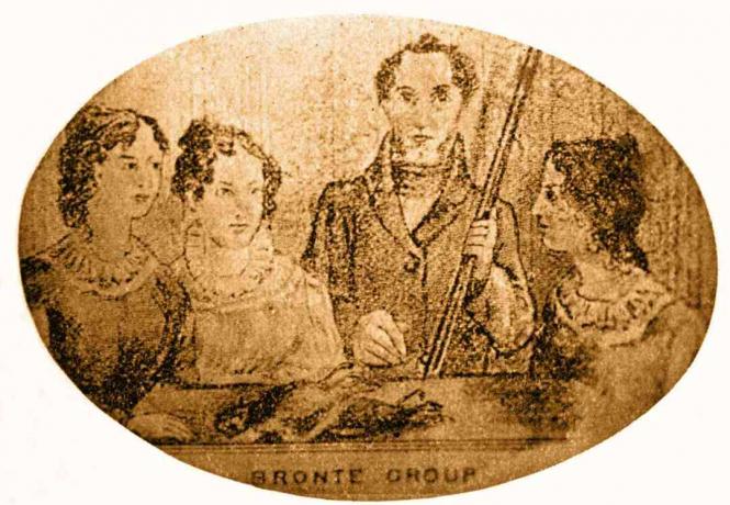 Ilustração dos quatro irmãos Bronte