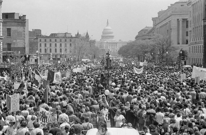 Fotografia do protesto da Guerra do Vietnã em Washington