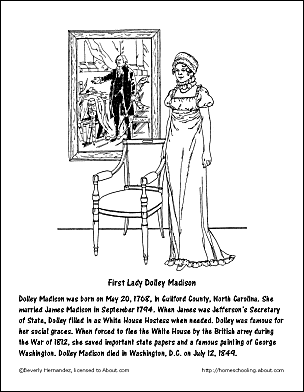 Desenhos de Primeira Dama Dolley Madison para colorir