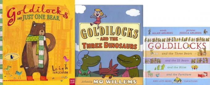 Capas de 3 versões engraçadas de Goldilocks e os Três Ursos