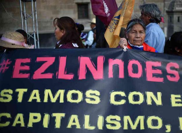 Zapatistas protestam contra o projeto Maya Train do presidente López Obrador