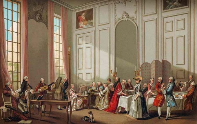 Cotidiano na história da França: a aristocracia tomando chá.