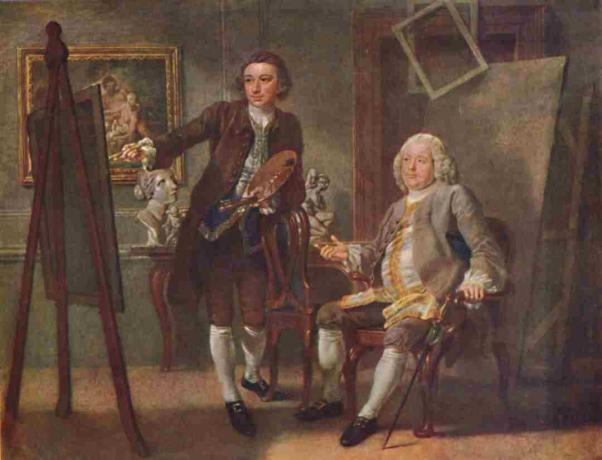 Robert Walpole, primeiro conde de Orford Kg, no estúdio de Francis Hayman Ra, por volta de 1748-1750