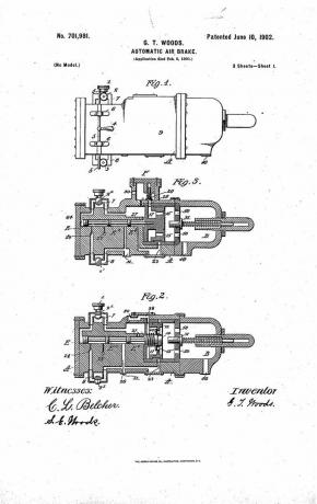 patente para Granville T. Freio a ar automático de Woods, 1902