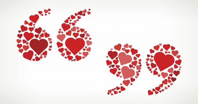 Quotation Marks Red Hearts Love Pattern