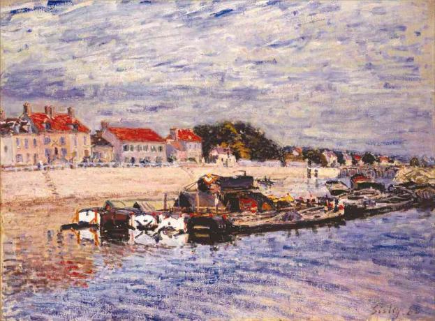 Alfred Sisley barcaças no loing