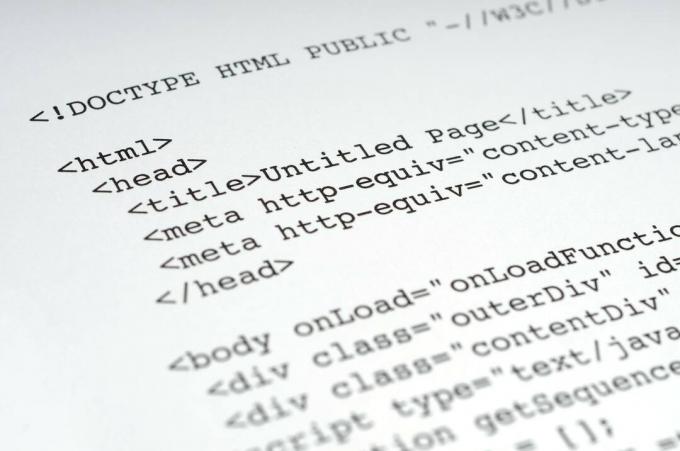 Código HTML disposto em uma página