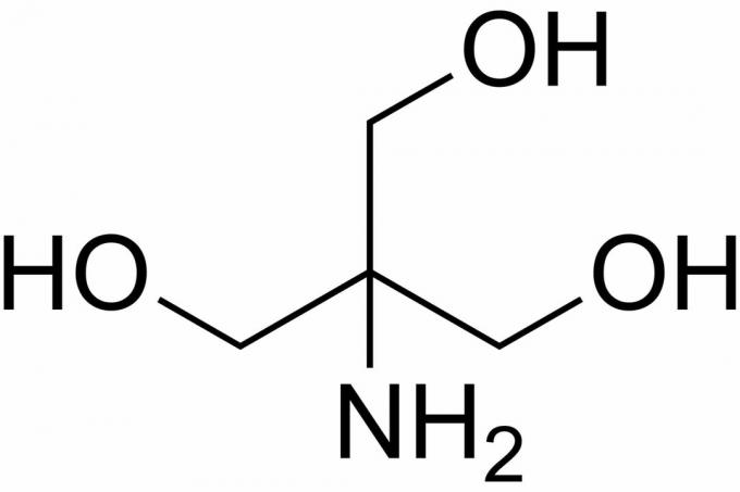 Solução tampão Tris; estrutura de 2-amino-2- (hidroximetil) propano-1,3-diol