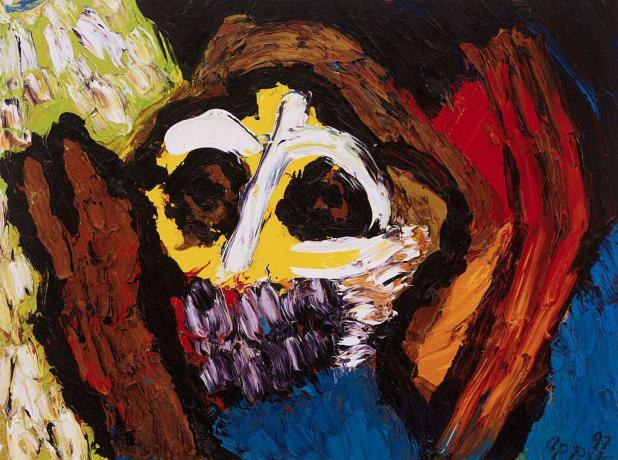 Pintura colorida de máscara por Karel Appel