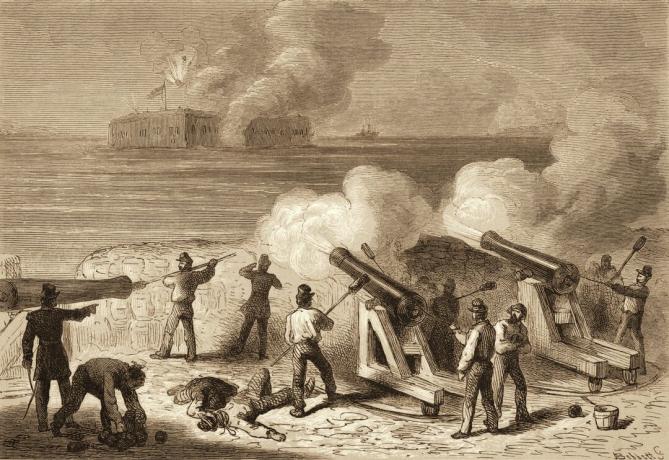 Ilustração do ataque a Fort Sumter