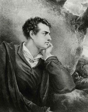 Retrato de Lord Byron, litografia de Josef Eduard Teltscher c. 1825