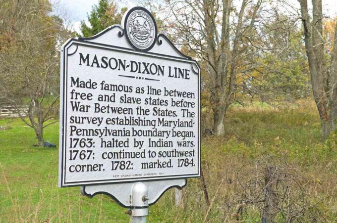 Placa de marcação histórica Mason – Dixon Line