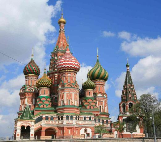 As torres de cebola da Catedral de São Basílio em Moscou