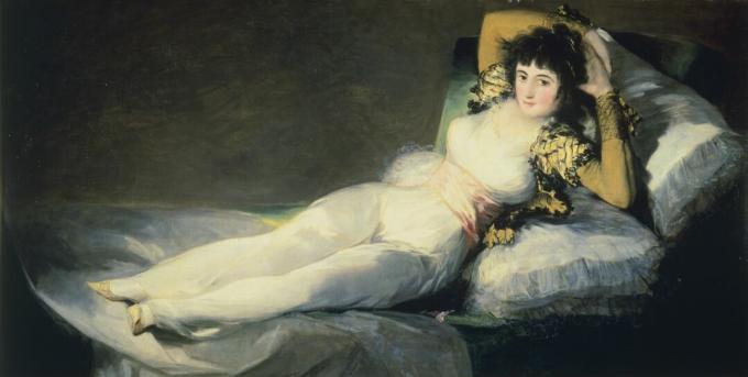 A Maja vestida (La Maja vestida), 1800, de Francisco de Goya (1746-1828), óleo sobre tela, 95x190 cm.